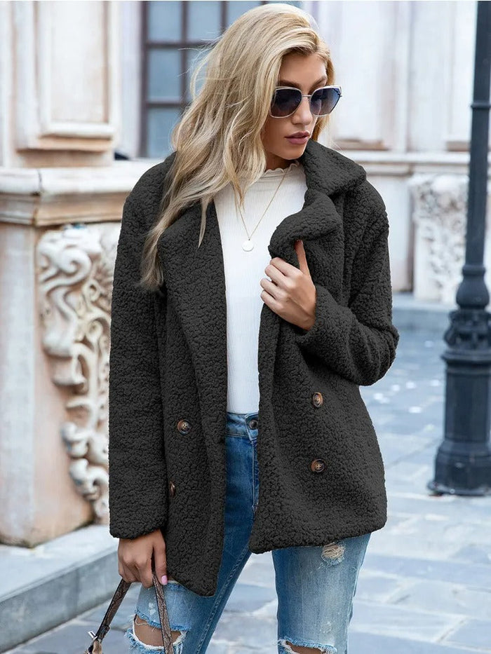 THIRALE – LAMB FUR COLLAR TEDDY COAT
