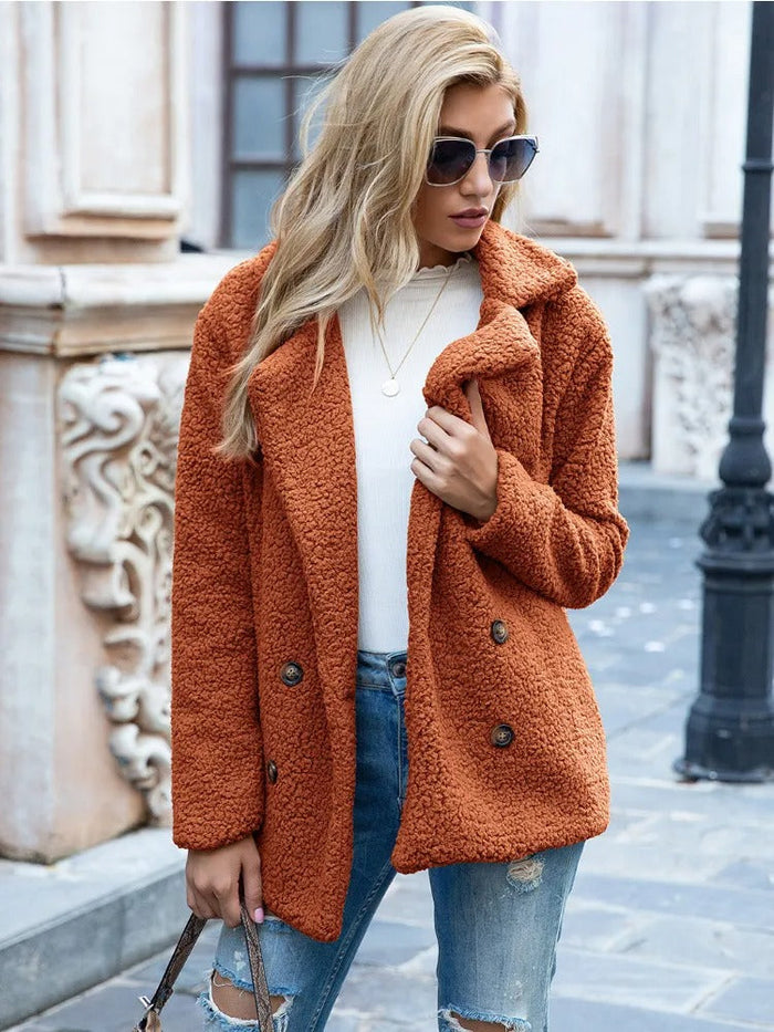 THIRALE – LAMB FUR COLLAR TEDDY COAT