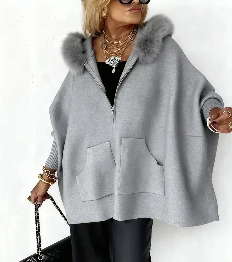 MIREVYNNE – CASUAL HOODED COAT WITH FUR COLLAR
